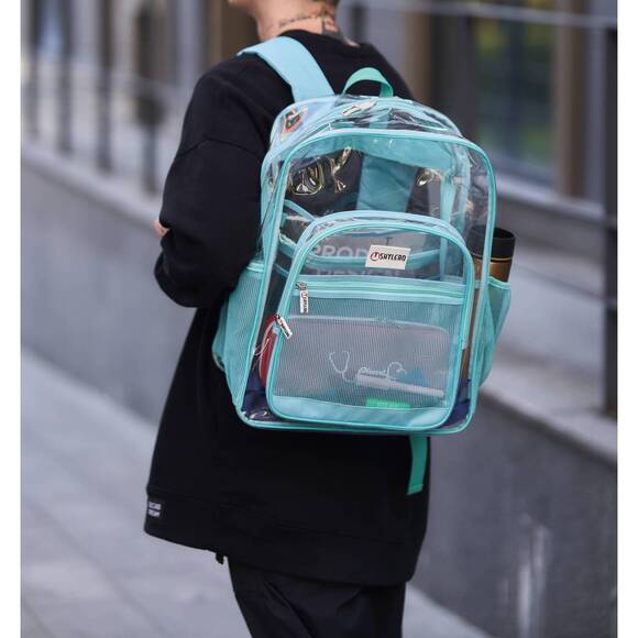 NEW SHYLERO women\'s clear backpack in turquoise